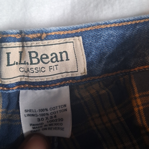 L.L. Bean Classic Fit Lined Jeans Men’s 30x34 Blue Denim Workwear. - Picture 5 of 12